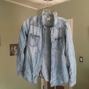 H&M Size S Faded Denim Western Shirt